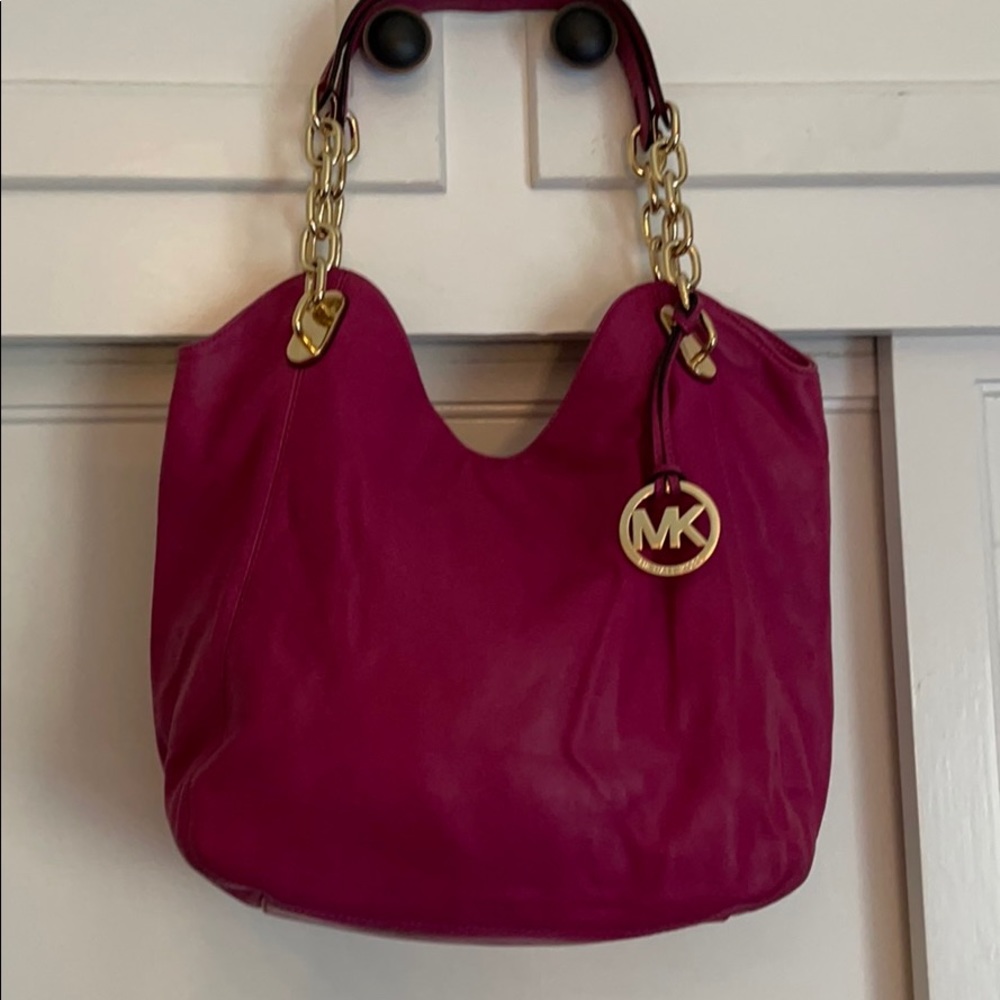 Michael Kors used pink leather shoulder bag